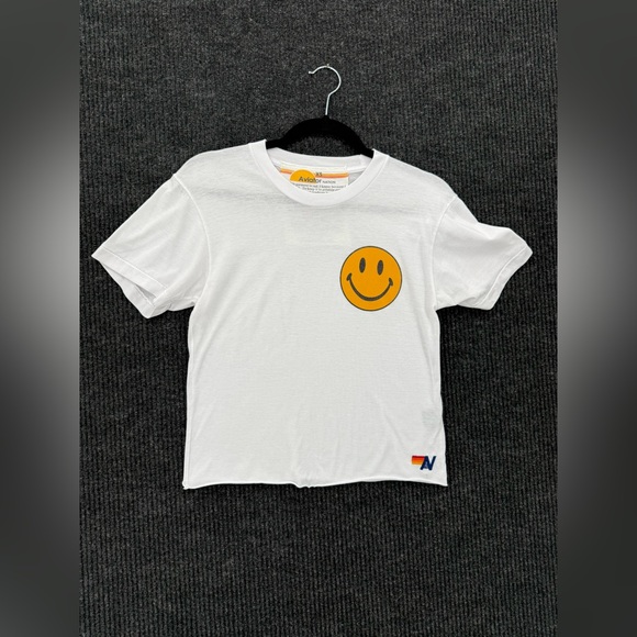 AVIATOR NATION SMILEY‎ 2 BOYFRIEND TEE - WHITE X-SMALL - Picture 3 of 8